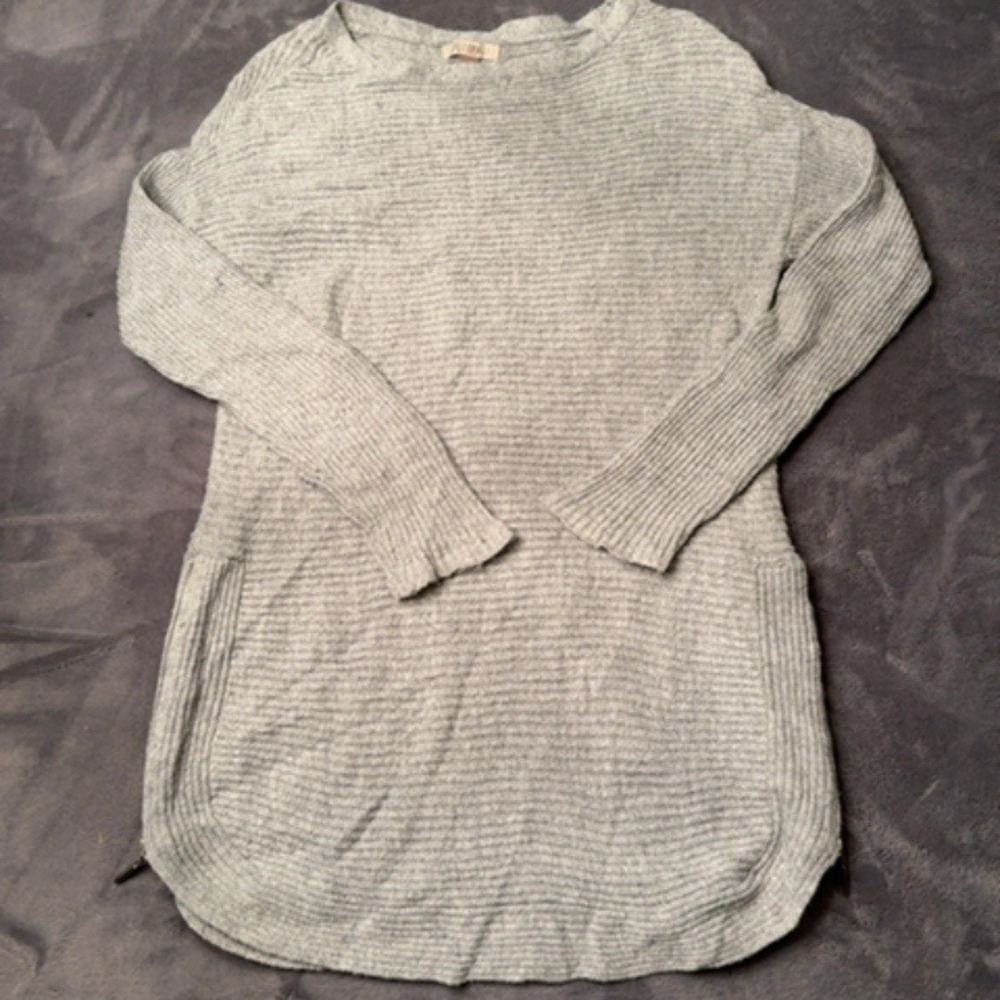 Roz & Ali Sweater Women Large Gray Ribbed Textured Pullover Casual